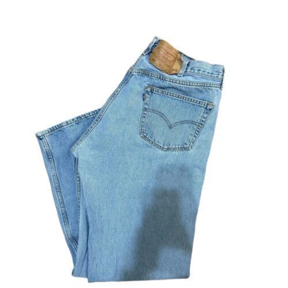 Levis 501 Men 42x32 Straight Leg Light Wash Blue Denim Button Fly Jean USA Made